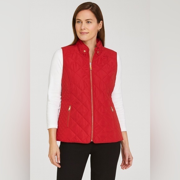 crown & ivy Jackets & Blazers - Crown & Ivy Women’s Quilted Puffer Vest Red Size PL Petite Large
